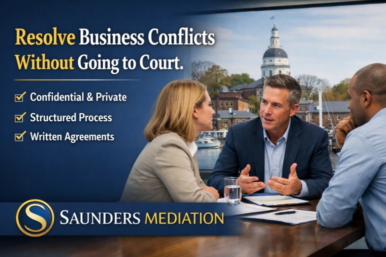 Business Mediation in Annapolis. Resolve disputes without breaking partnerships with Saunders Mediation